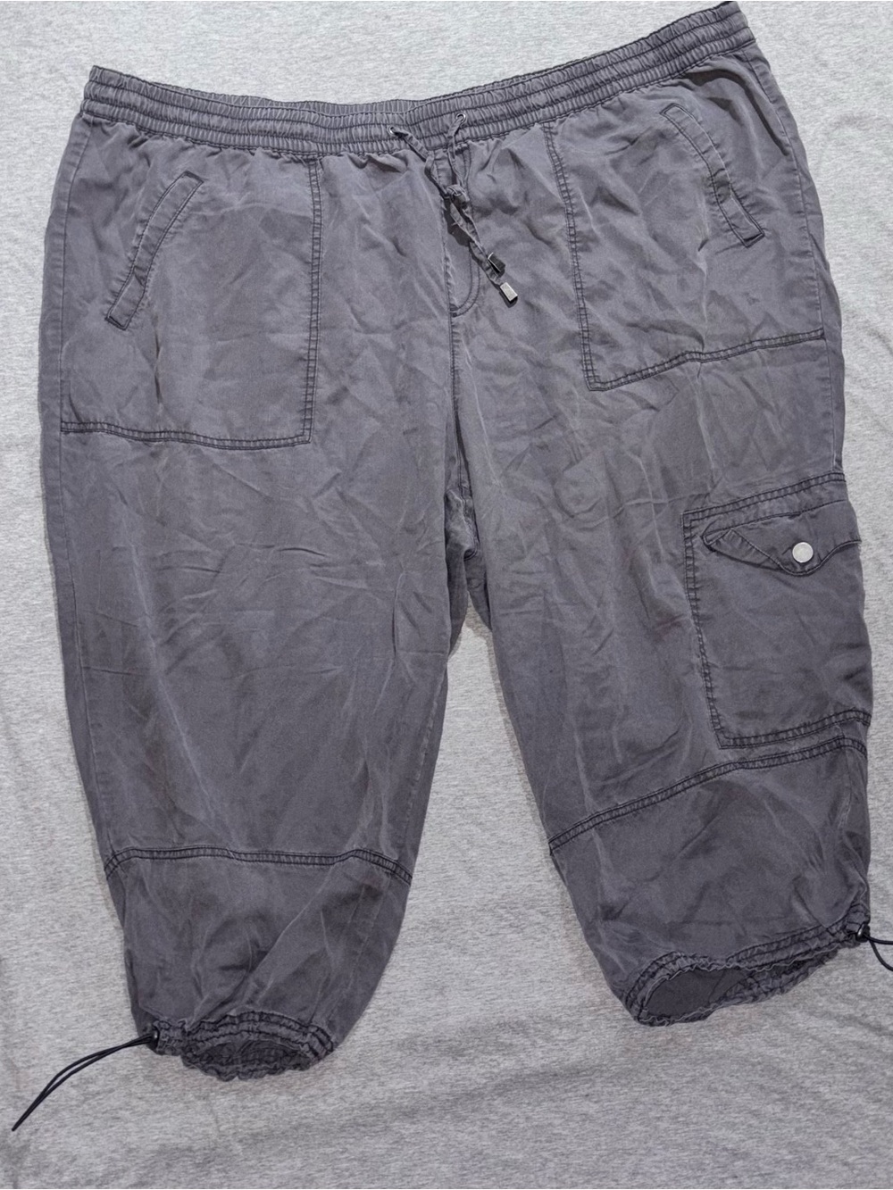 Lane Bryant Gray Cargo Capris with Drawcord Hem